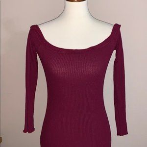 Lucy in the‎ Sky Los Angeles Ribbed Dress Maroon Sm